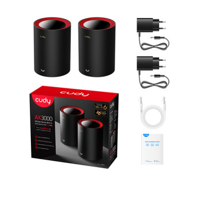 Cudy M3000 AX3000 2.5G Dual Band Wi-Fi 6 Mesh Router (2 Pack)